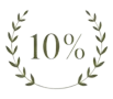 Badge showing '10%' surrounded by laurel wreaths, like an award or discount emblem.