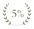 5% discount badge surrounded by decorative laurel wreaths